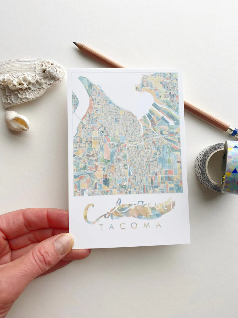 ColorFULL Tacoma WA Map Postcard