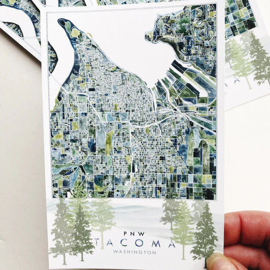 PNW Tacoma WA Map Postcard