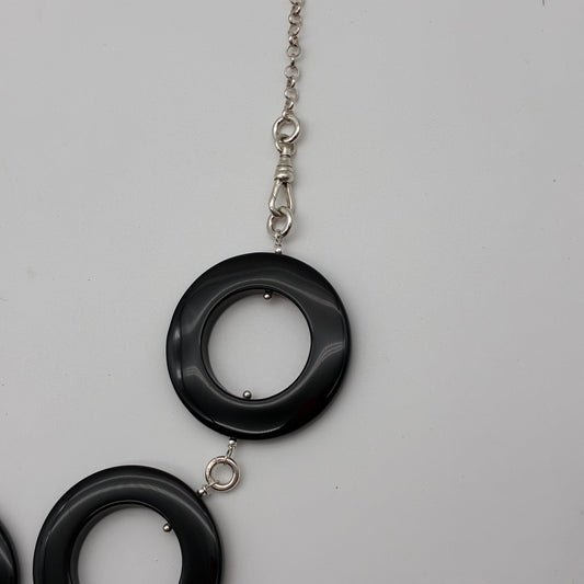 Onyx Rings & Sterling Sliver Necklace