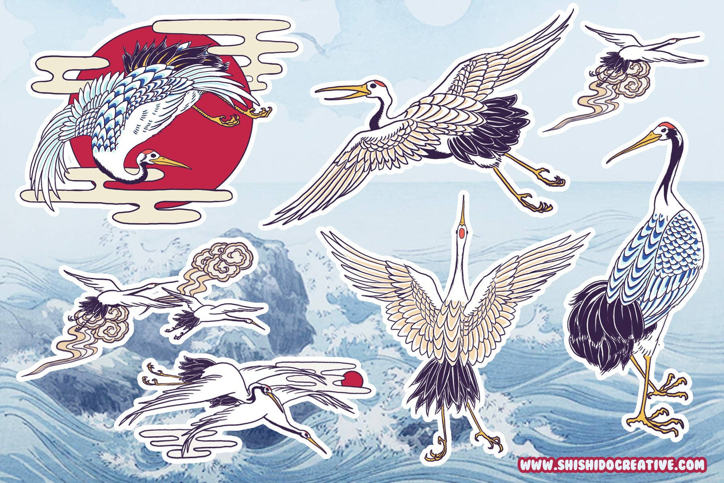 4x6 Crane / Tsuru Vinyl Sticker Sheet