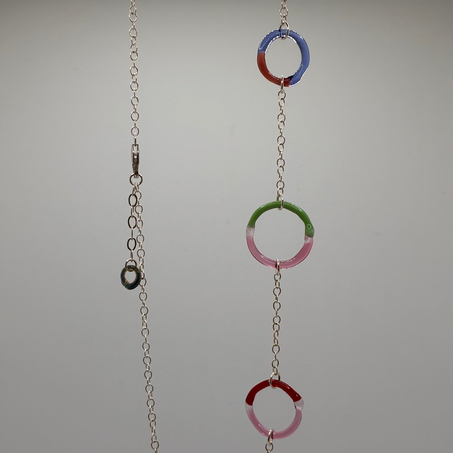 Borosilicate Glass Split Ring Necklace - Red, Green, Pink, Periwinkle