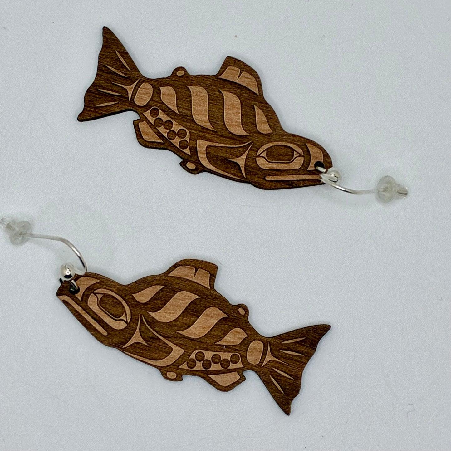 Alder Wood Earrings - Salmon