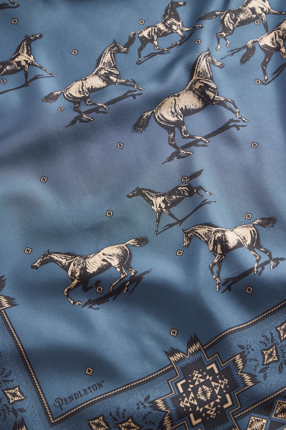 HERD OF HORSES SILK SCARF - Blue