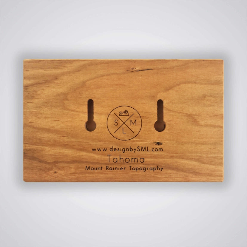 Solid Wood Bottle Opener with Mt. Rainier Topography - Cherry Wood