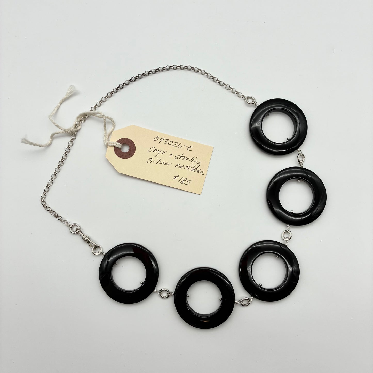 Onyx Rings & Sterling Sliver Necklace