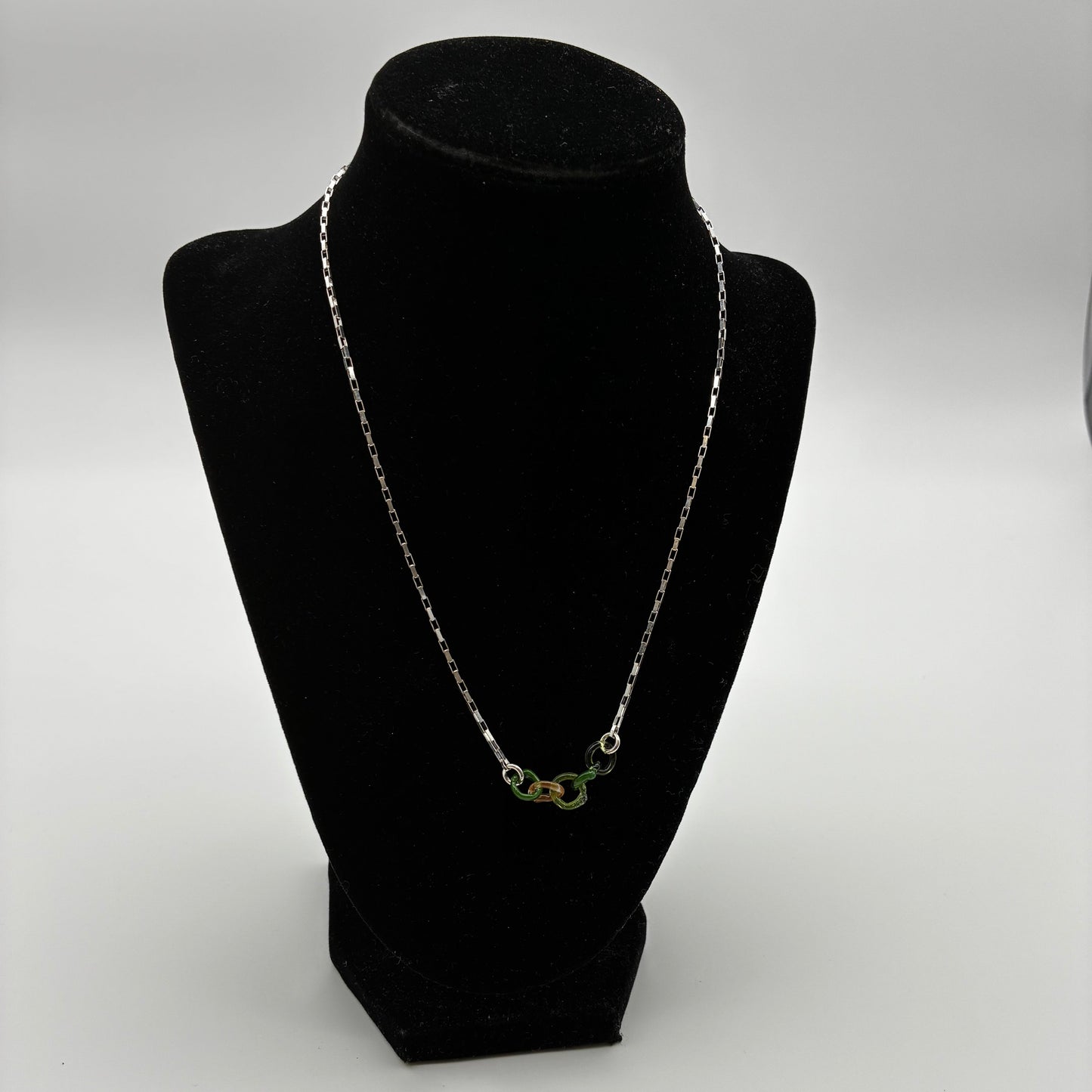 Small Borosilicate Glass Split Link Necklace - Sterling Silver