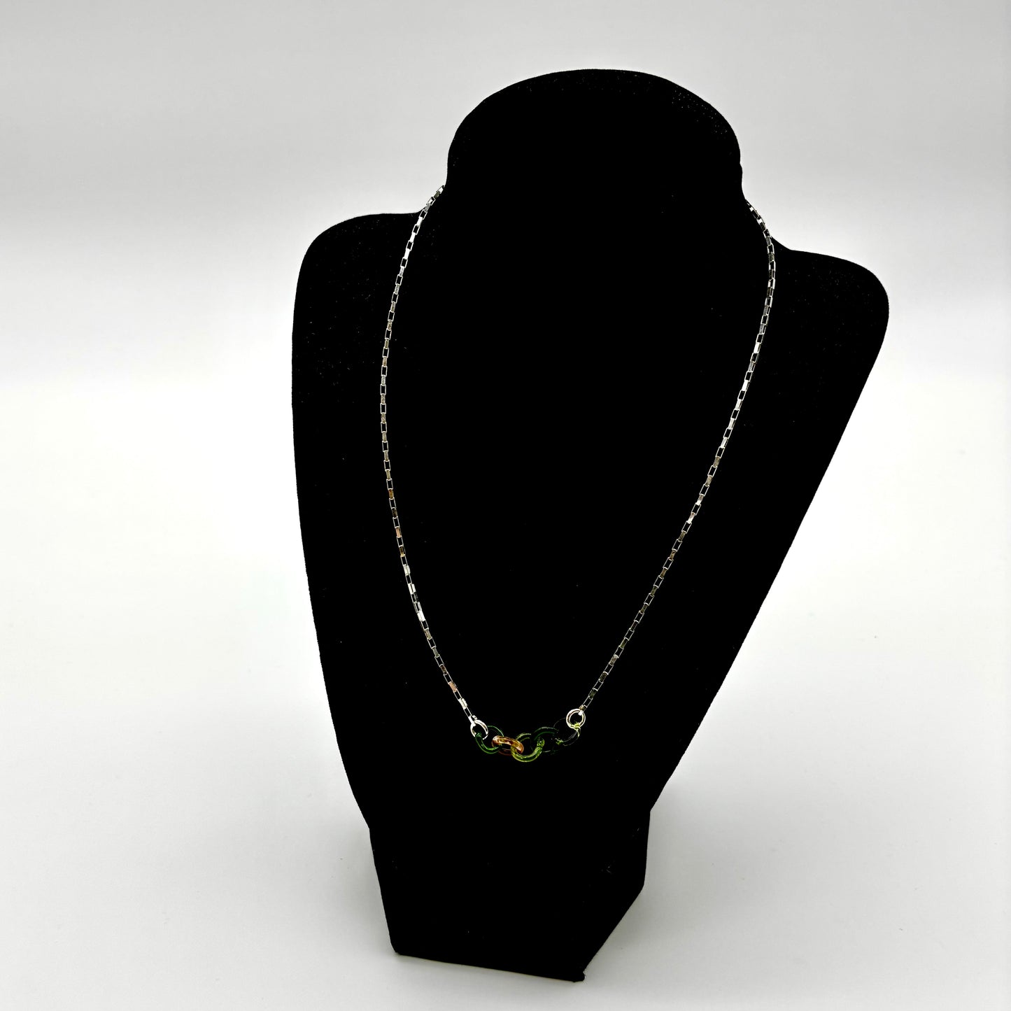 Small Borosilicate Glass Split Link Necklace - Sterling Silver