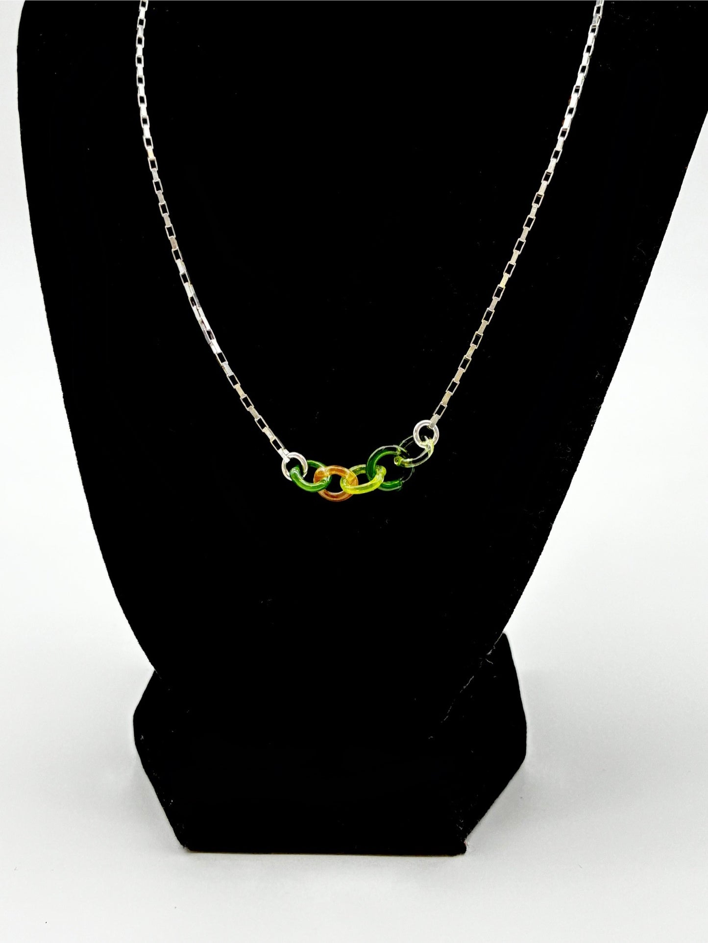 Small Borosilicate Glass Split Link Necklace - Sterling Silver