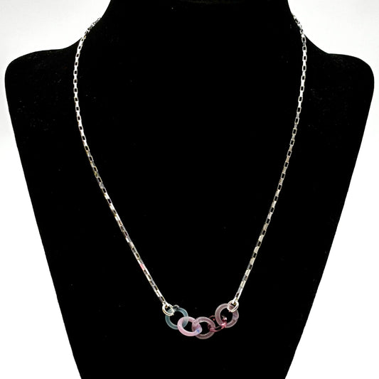 Small Borosilicate Glass Split Link Necklace - Sterling Silver