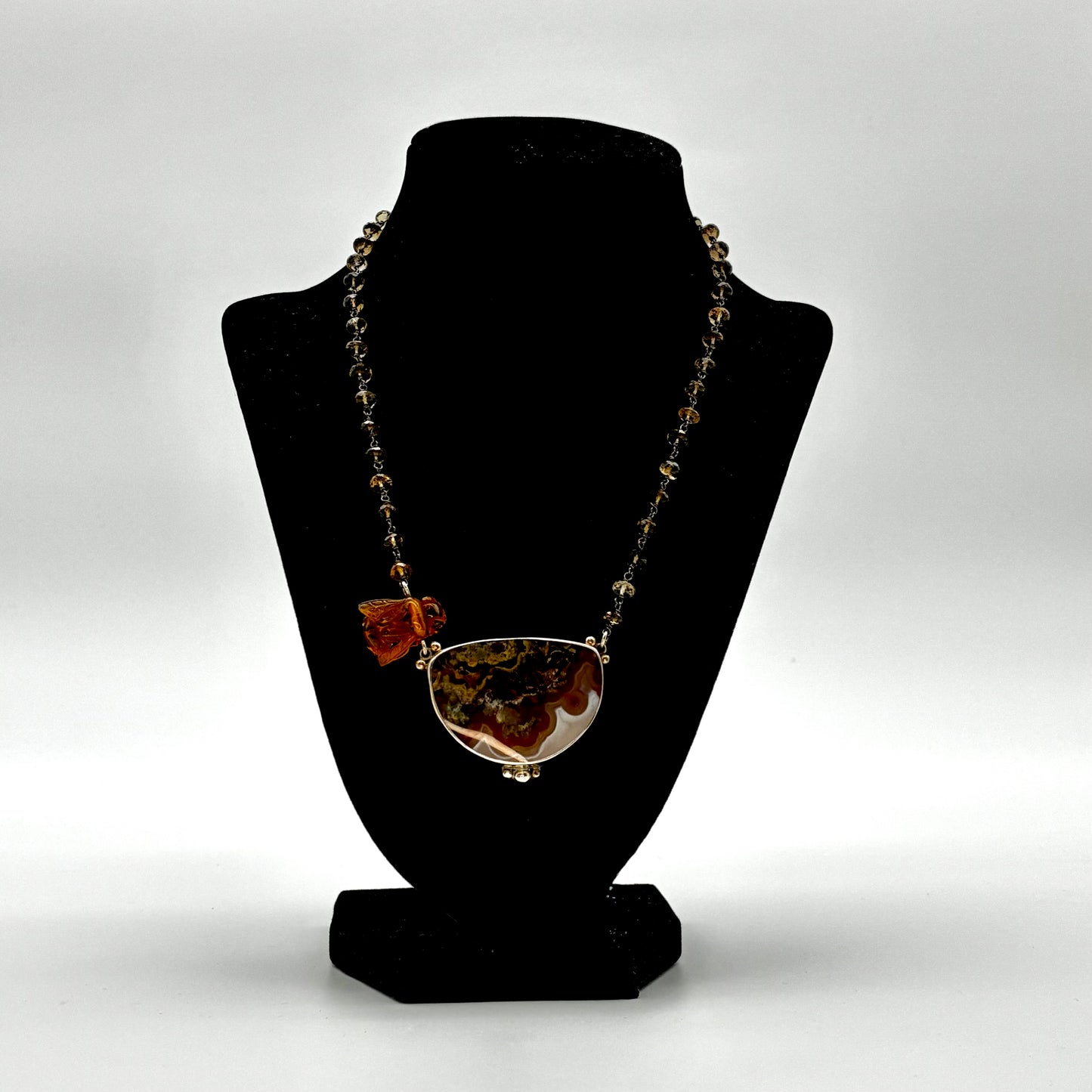 Amber Bee Necklace Hand Carved in Bali