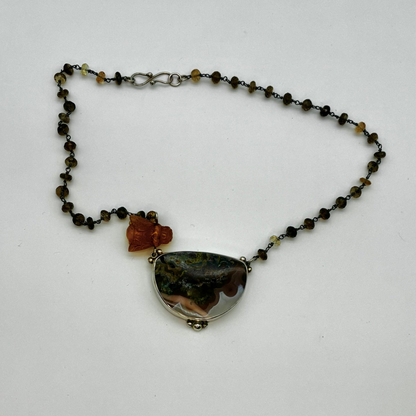 Amber Bee Necklace Hand Carved in Bali