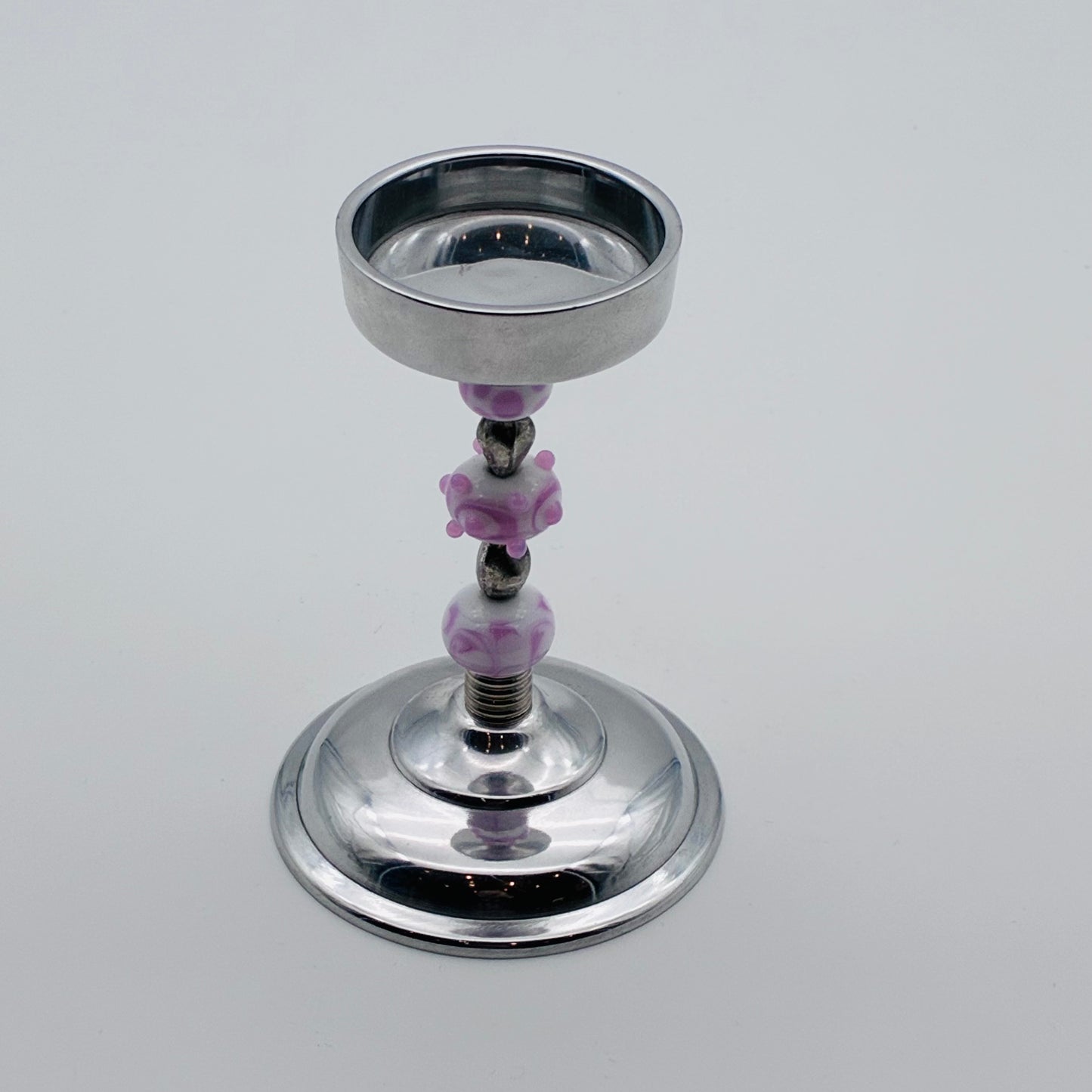 51 - White & Pink Candle Holder