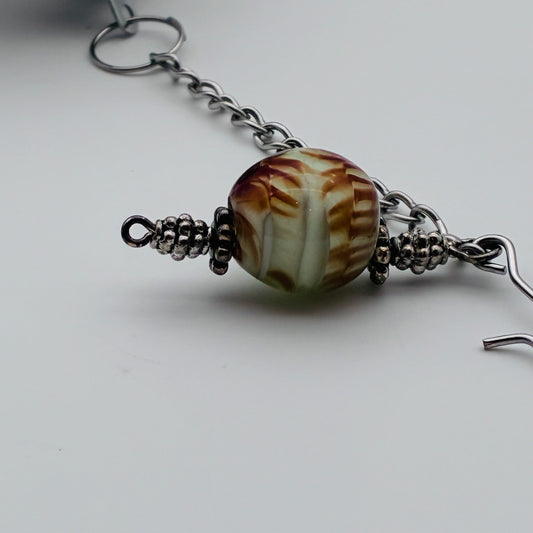 97 - White & Amber Bead Tea Infuser