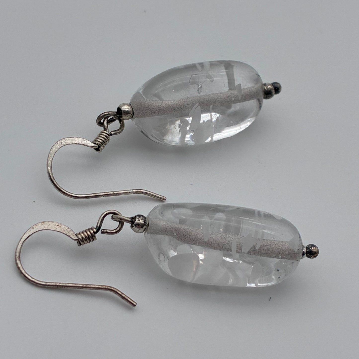 110 - White Spotted Earrings