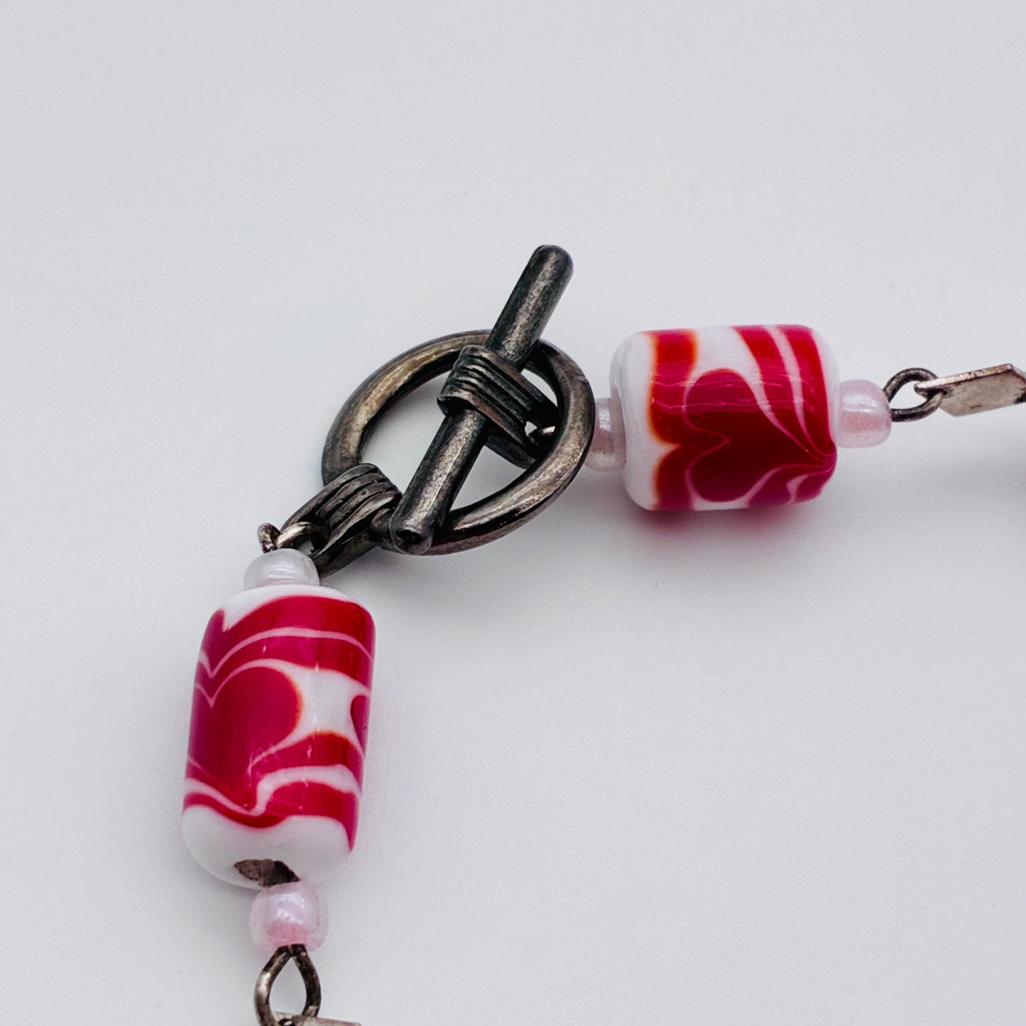 92 - Red Heart Bead Bracelet