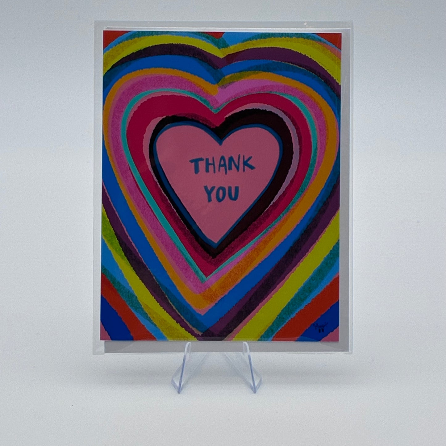 Multicolor Heart "Thank you" Card