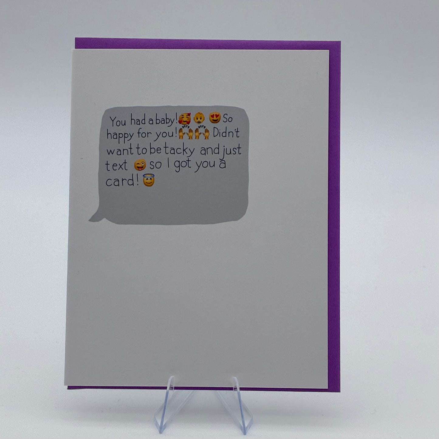 "You had a baby!" text message card