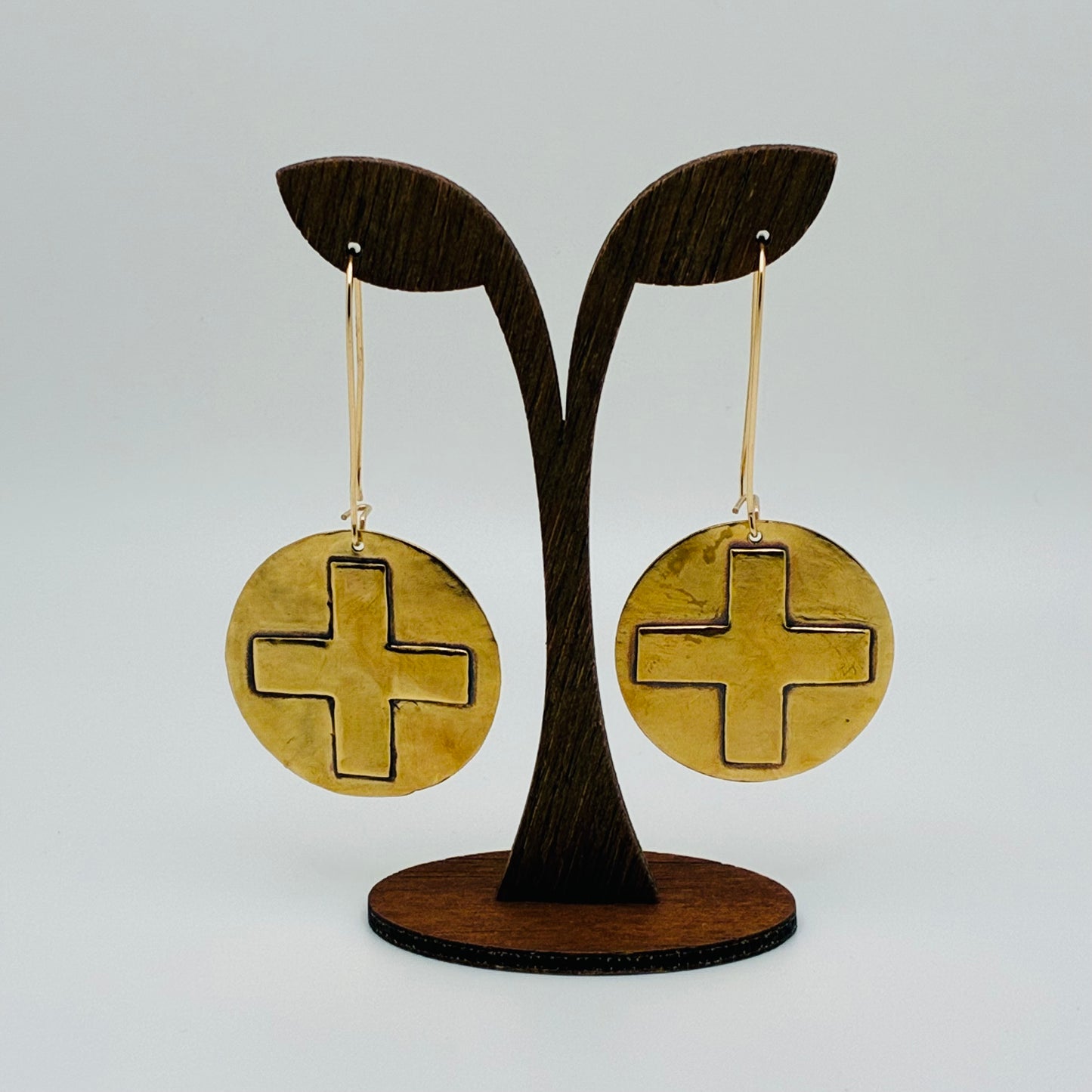 Cross Paths Brass Earrings