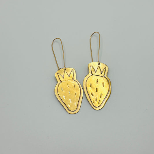 Strawberry Brass Earrings