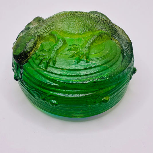Green Glass Lizard Paperweight