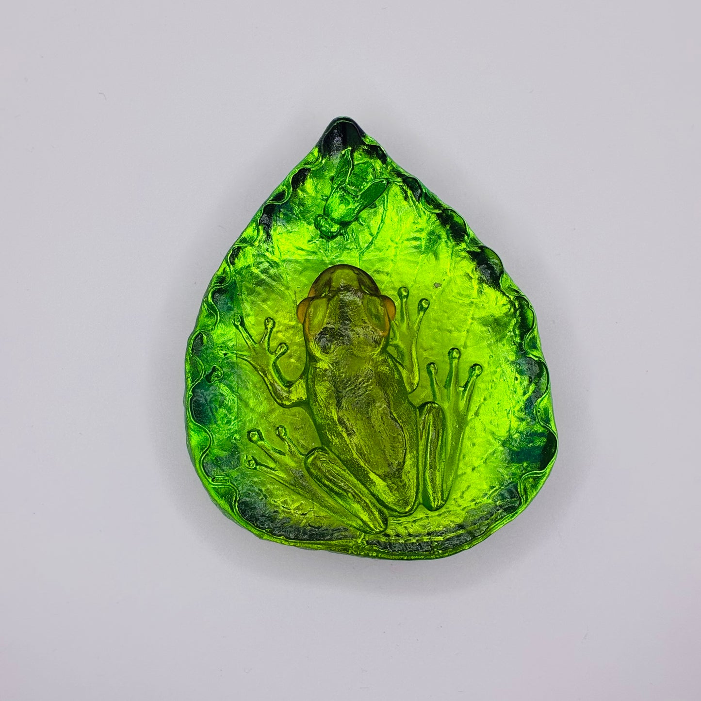 Green Glass Frog Paperweight