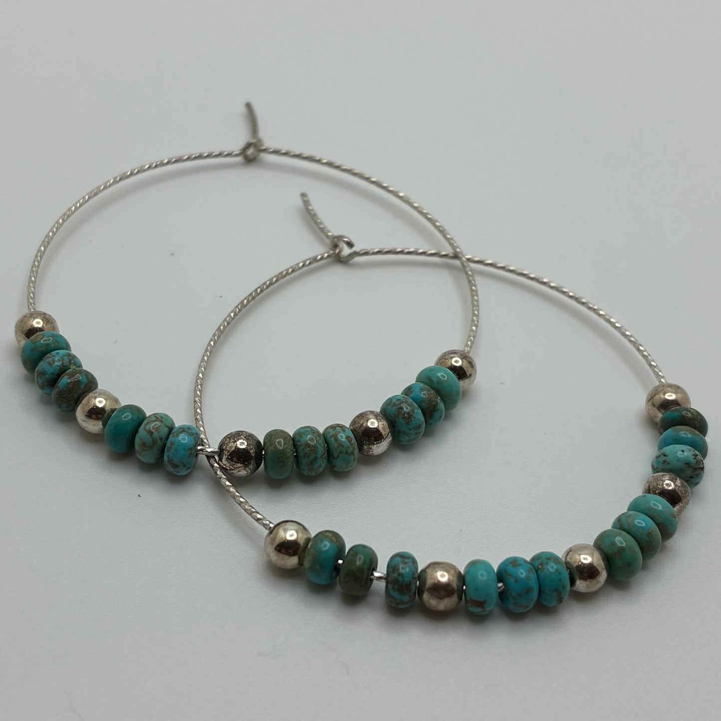 Sparkling Sterling Silver & Turquoise Hoops