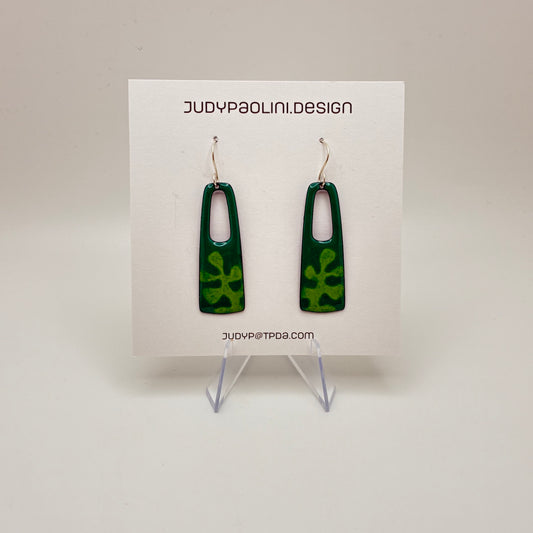 Long Rectangle Enamel Earrings
