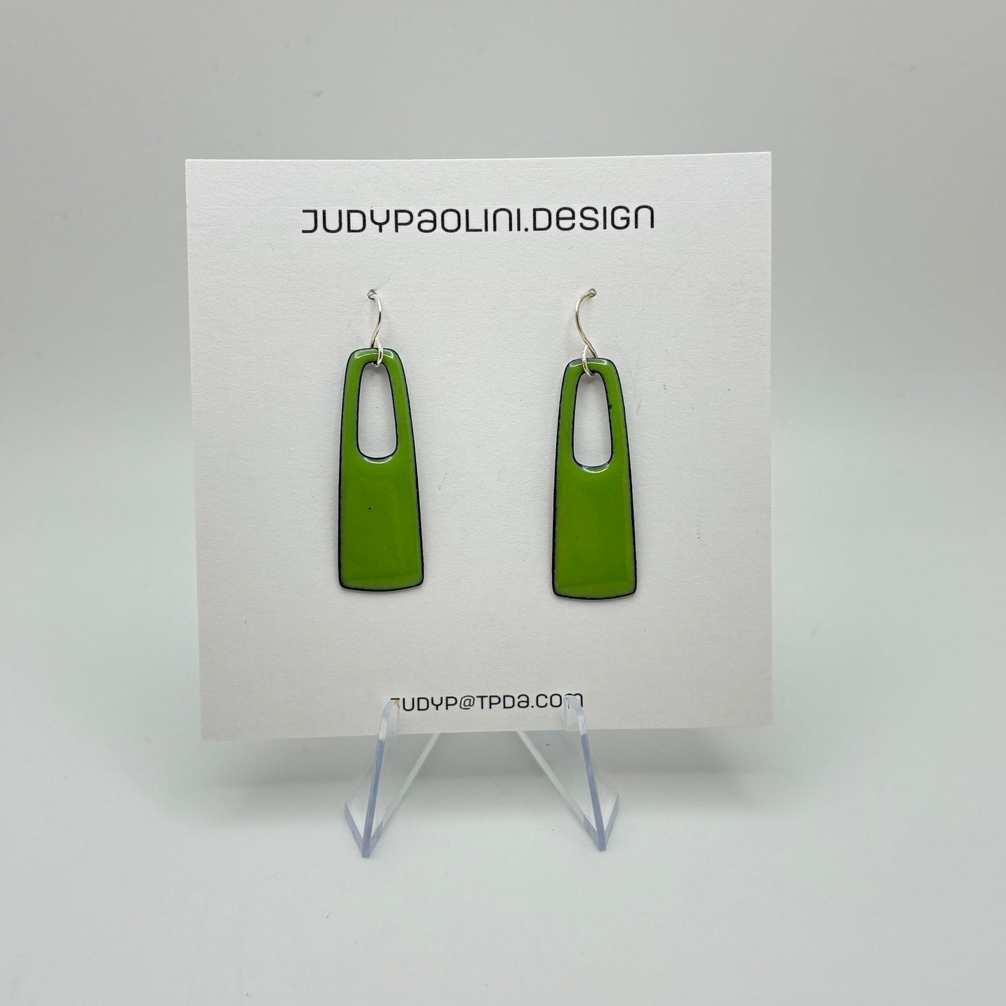 Long Rectangle Enamel Earrings