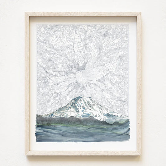 Mt. Rainier Topographical Print 11x14