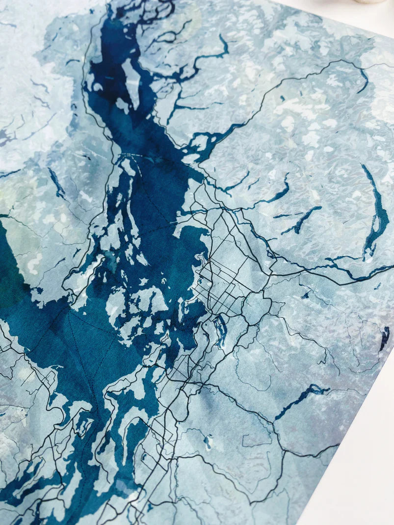 Salish Sea Map Print 11x14