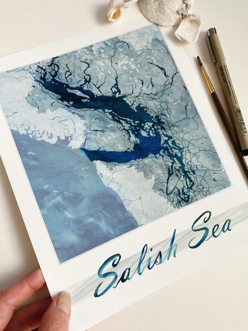 Salish Sea Map Print 11x14