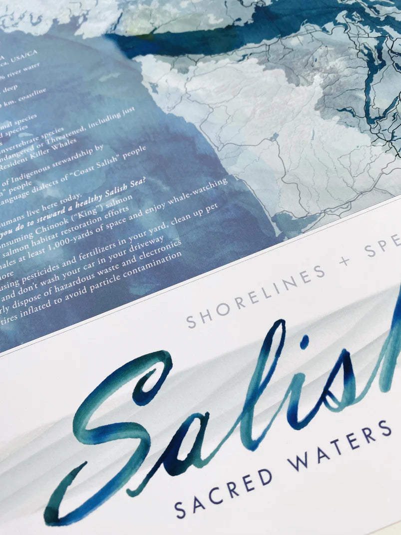 Salish Sea Map Print with Text 16x20