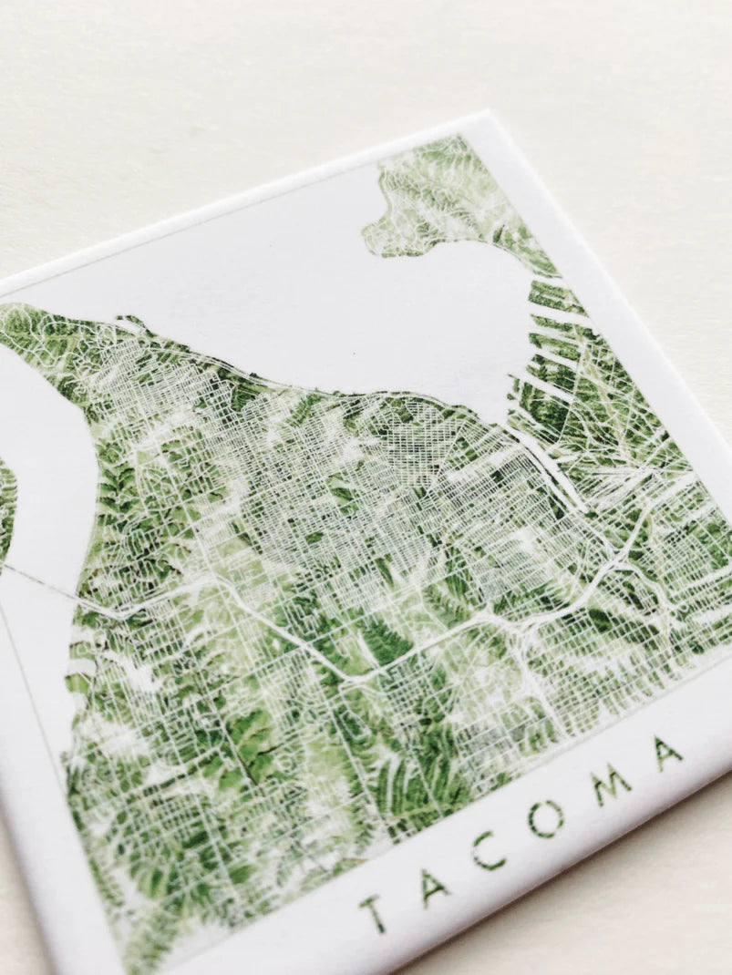 Tacoma Map Ferns - Metal Magnet