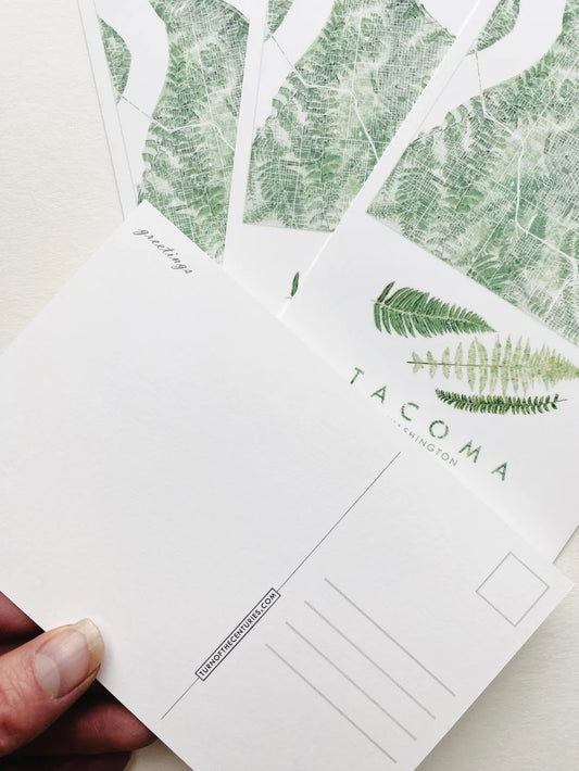 Tacoma Map Ferns Postcard