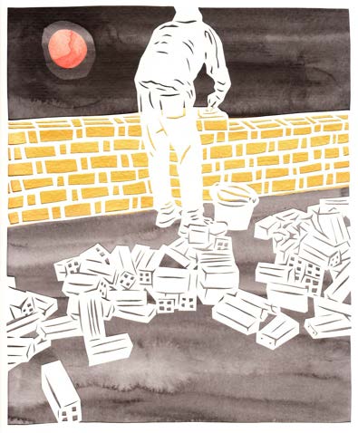 “The Child Who Lays the Bricks” 2018 Framed