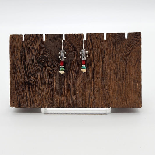 Coral, Turquoise and Bone Earrings