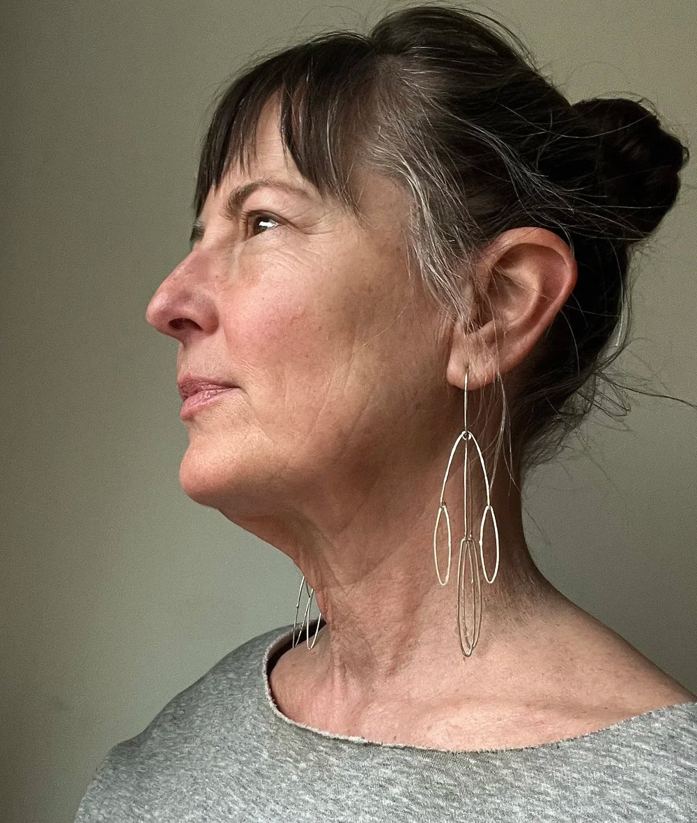 Sterling Silver Long Leaf Chandelier Earrings