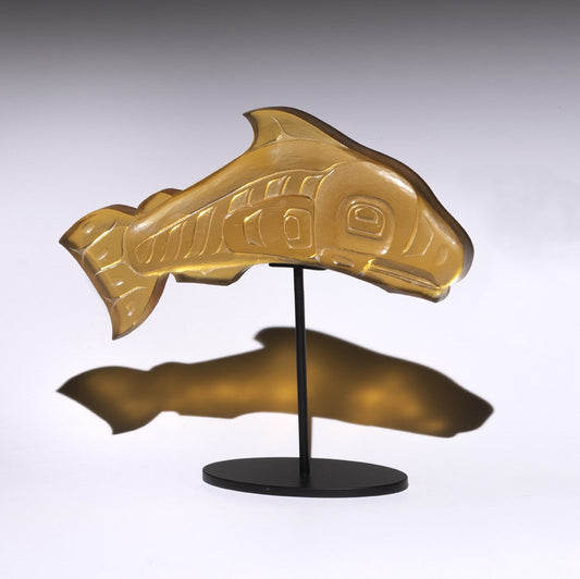 Salmon (tail down) - Cast Glass Sculpture