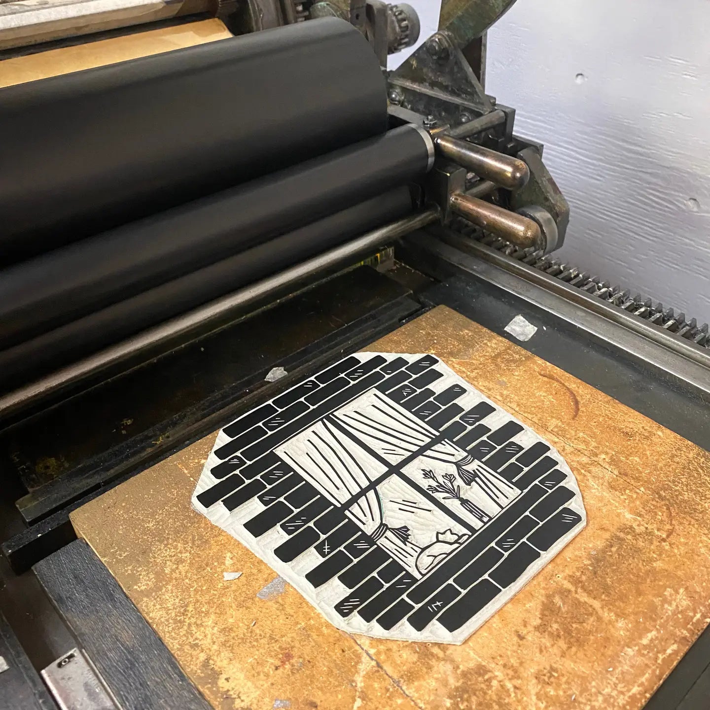 Brick Window Block Print - unframed