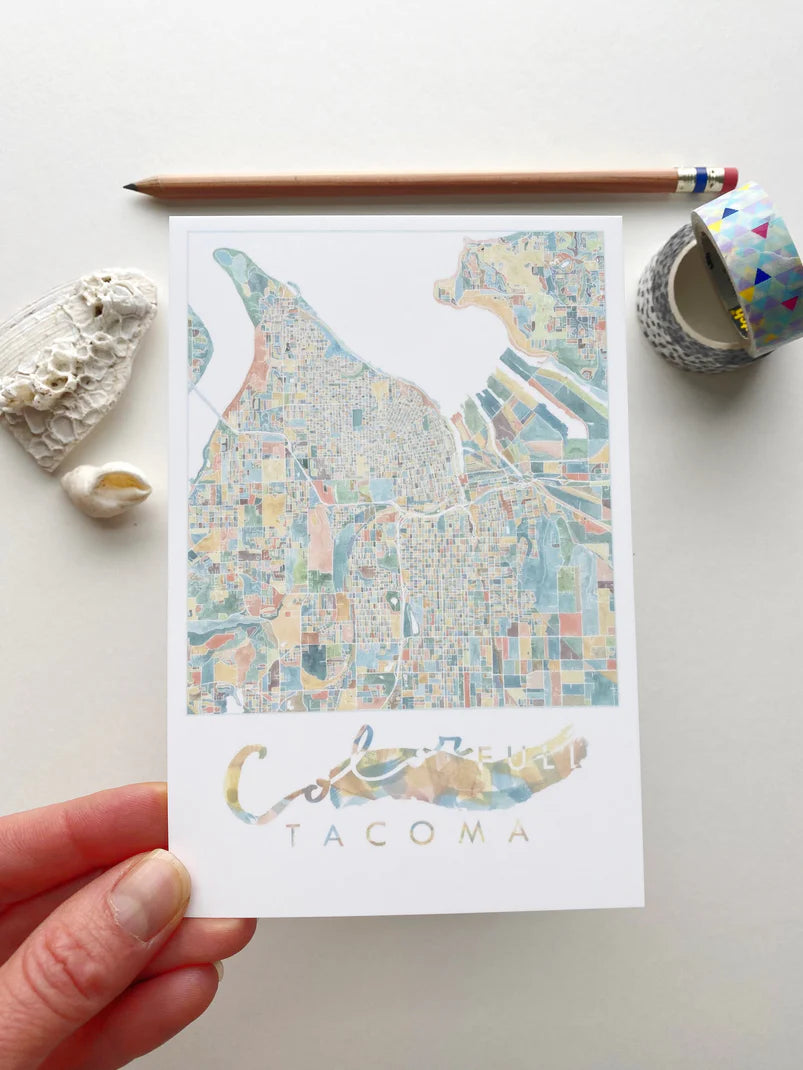 ColorFULL Tacoma WA Map Postcard
