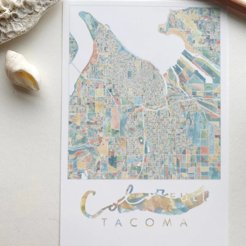 ColorFULL Tacoma WA Map Postcard