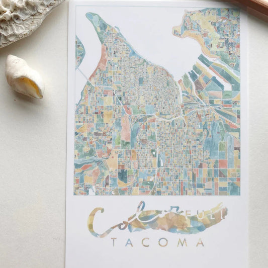 ColorFULL Tacoma WA Map Postcard