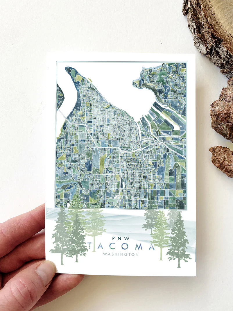 PNW Tacoma WA Map Postcard