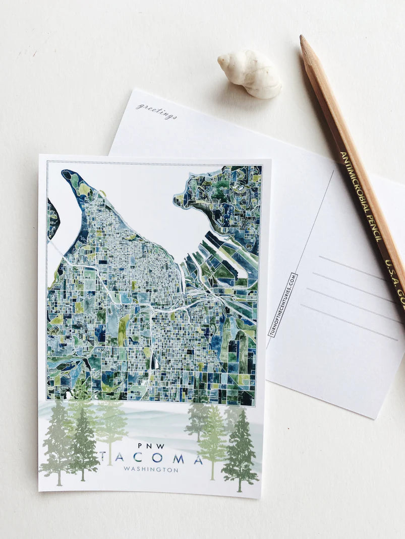 PNW Tacoma WA Map Postcard