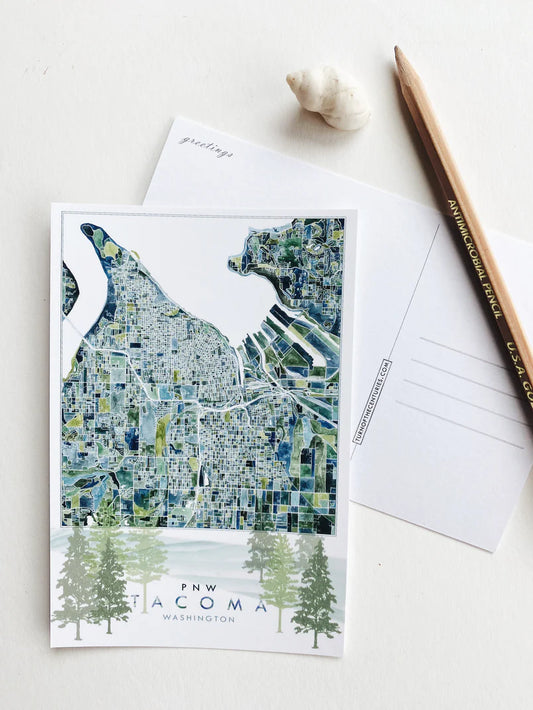 PNW Tacoma WA Map Postcard