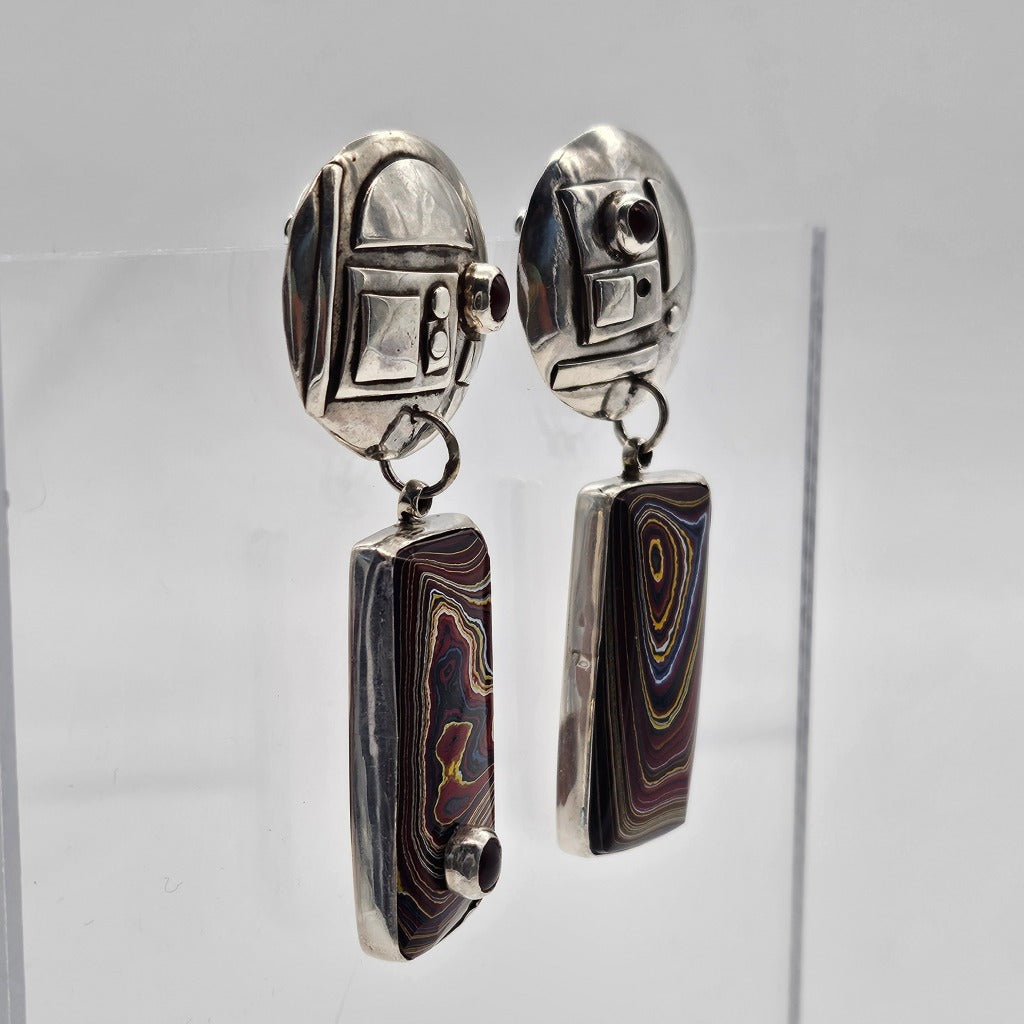 Fordite and Detroit Agate Earrings