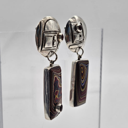 Fordite and Detroit Agate Earrings