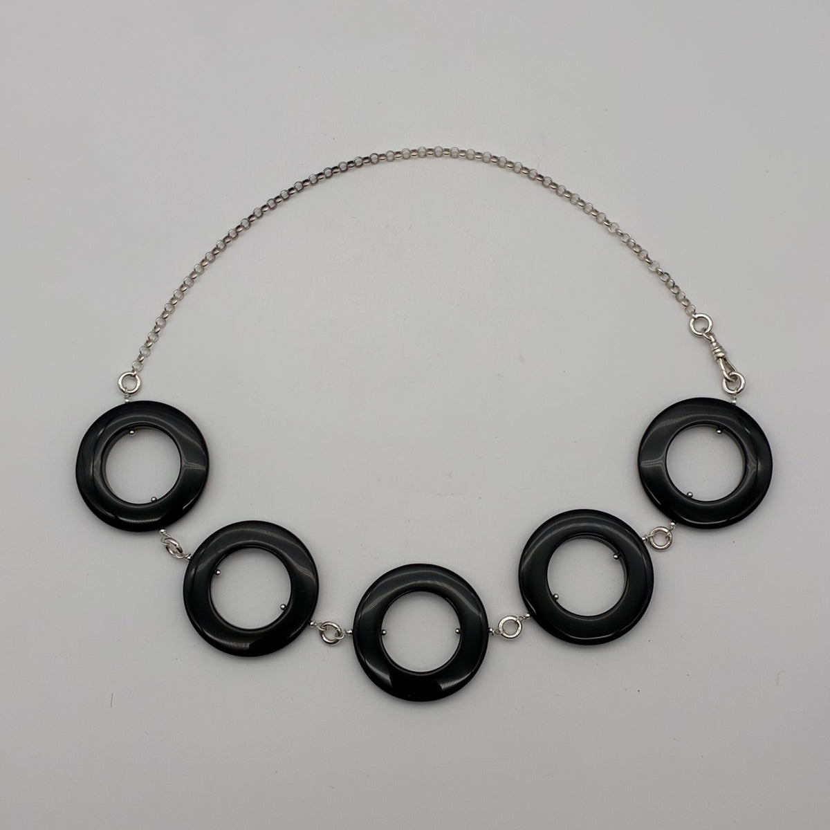 Onyx Rings & Sterling Sliver Necklace
