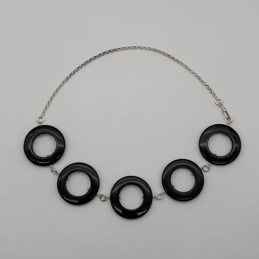 Onyx Rings & Sterling Sliver Necklace