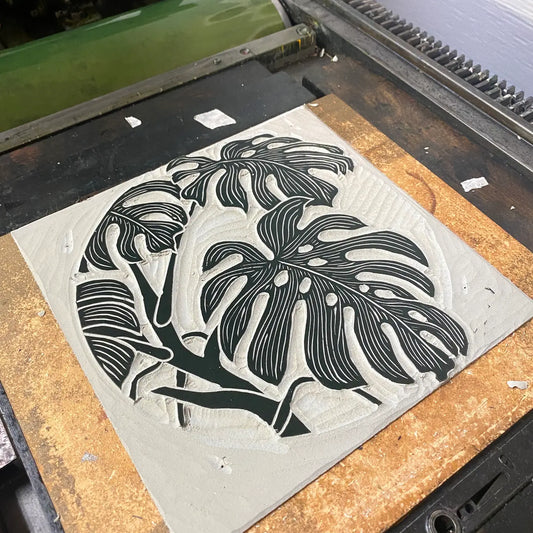 Monstera Leaf Block Print - unframed